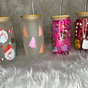Mystery Christmas glass mugs and flower mugs.